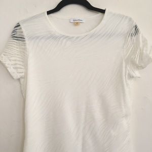 Calvin Klein Ivory T-shirt with zebra like overlay SZ S